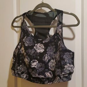 Torrid 3X Black Floral Racerback Sports Bra